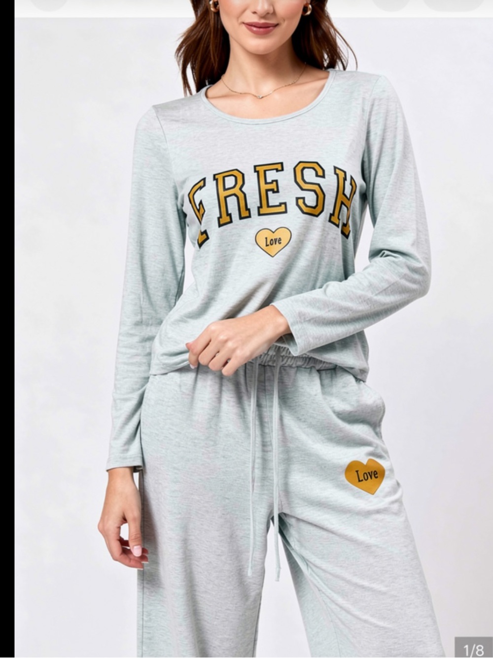 Fresh Love Mint Lounge Set two-piece women's loungewear pajama set